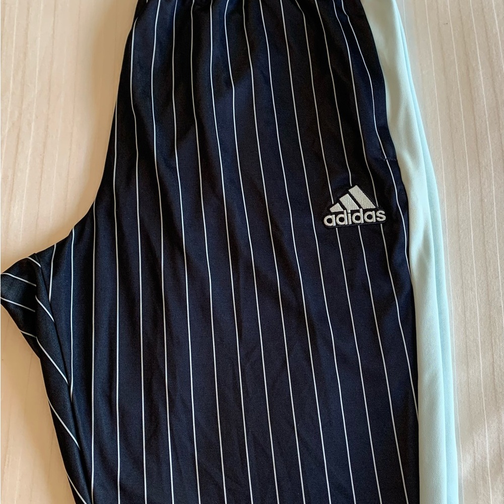 Adidas Men's Pinstripe Tiro Track Pants XL black w mint green pinstripes